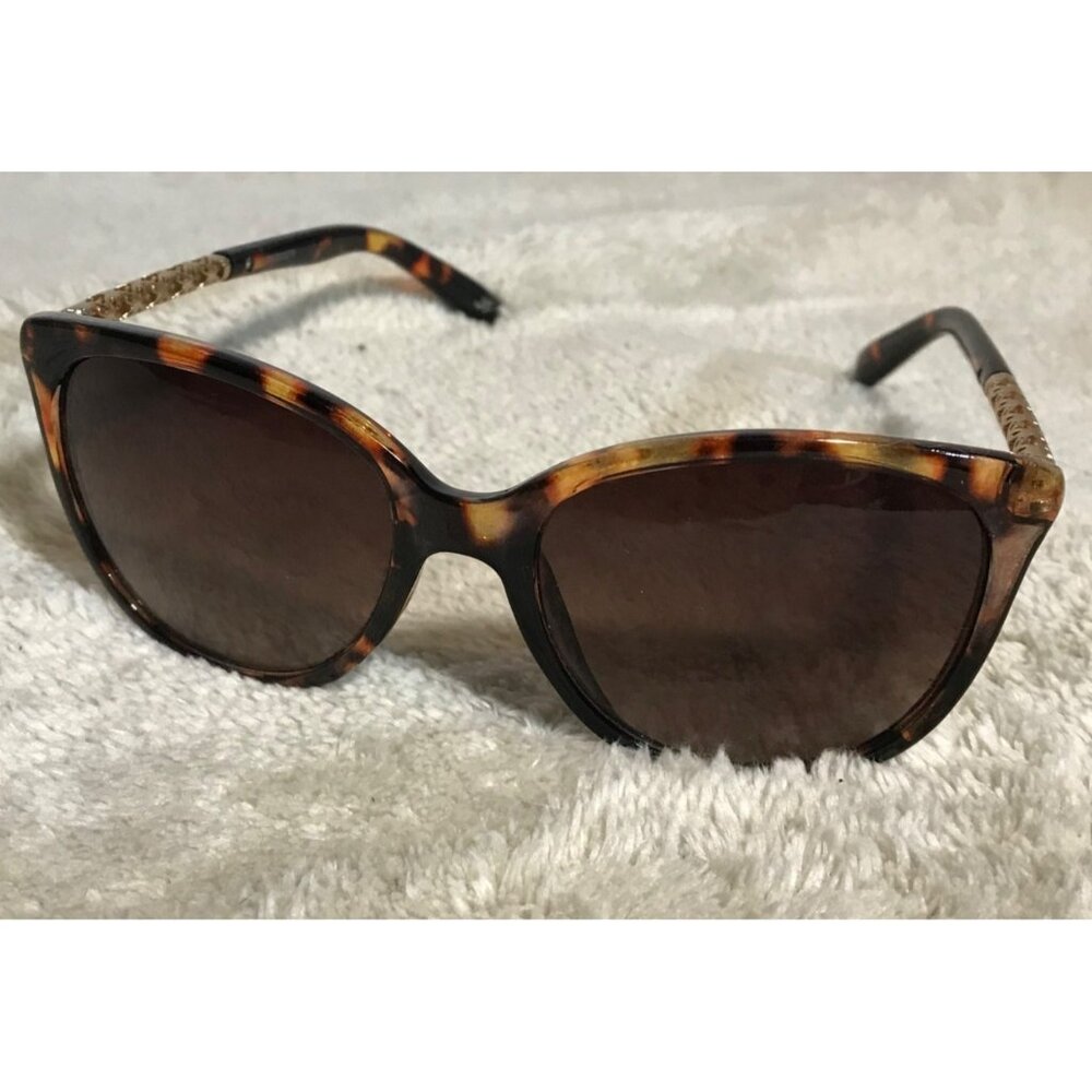 JF Tortoise Shell Sunglasses Square With Gold Chain Arms Womens